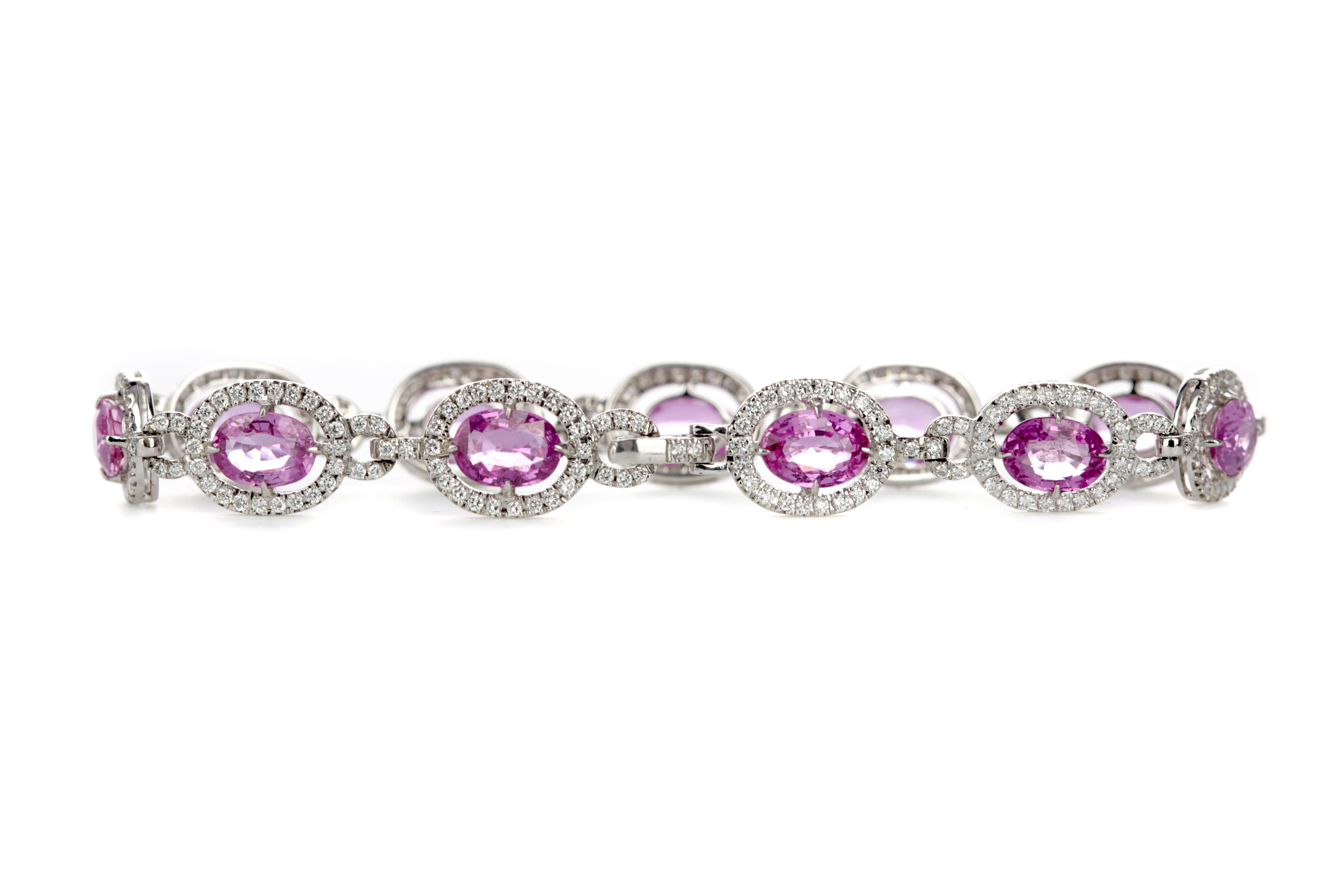 A PINK SAPPHIRE AND DIAMOND BRACELET