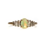 AN OPAL AND DIAMOND RING