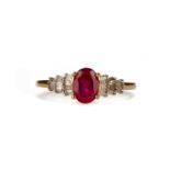 A RUBY AND DIAMOND RING