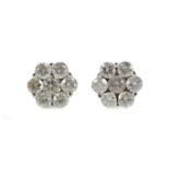 A PAIR OF DIAMOND CLUSTER EARRINGS