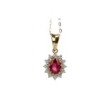 A RUBY AND DIAMOND PENDANT