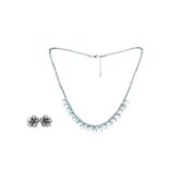 A BLUE TOPAZ NECKLACE AND EARRINGS