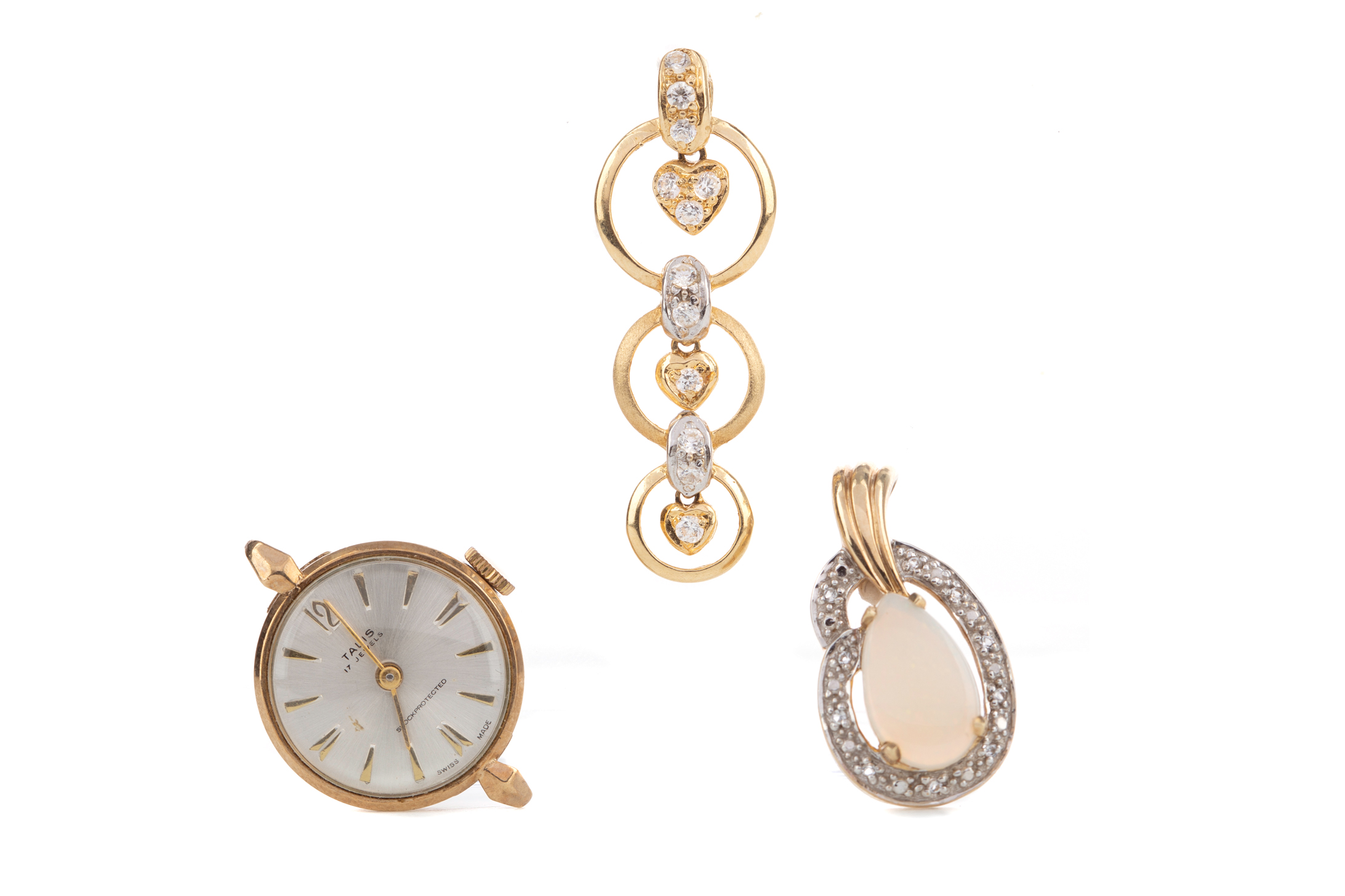 A COLLECTION OF PENDANTS AND A GOLD CASED WATCH - Image 2 of 2