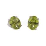 A PAIR OF PERIDOT STUD EARRINGS