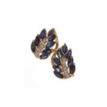 A PAIR OF SAPPHIRE AND DIAMOND EARRINGS