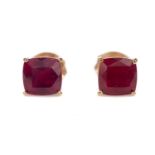 A PAIR OF RUBY STUD EARRINGS