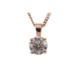 A CERTIFICATED DIAMOND SOLITAIRE PENDANT