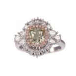 AN IMPRESSIVE GIA CERTIFICATED FANCY COLOURED DIAMOND RING
