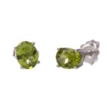 A PAIR OF PERIDOT STUD EARRINGS