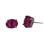 A PAIR OF TREATED RUBY STUD EARRINGS