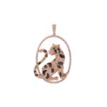 A ROSE GOLD DIAMOND AND EMERALD PANTHER PENDANT