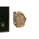A GENTLEMAN'S ROLEX GOLD PLATED OYSTER PERPETUAL DATE AUTOMATIC WRISTWATCH