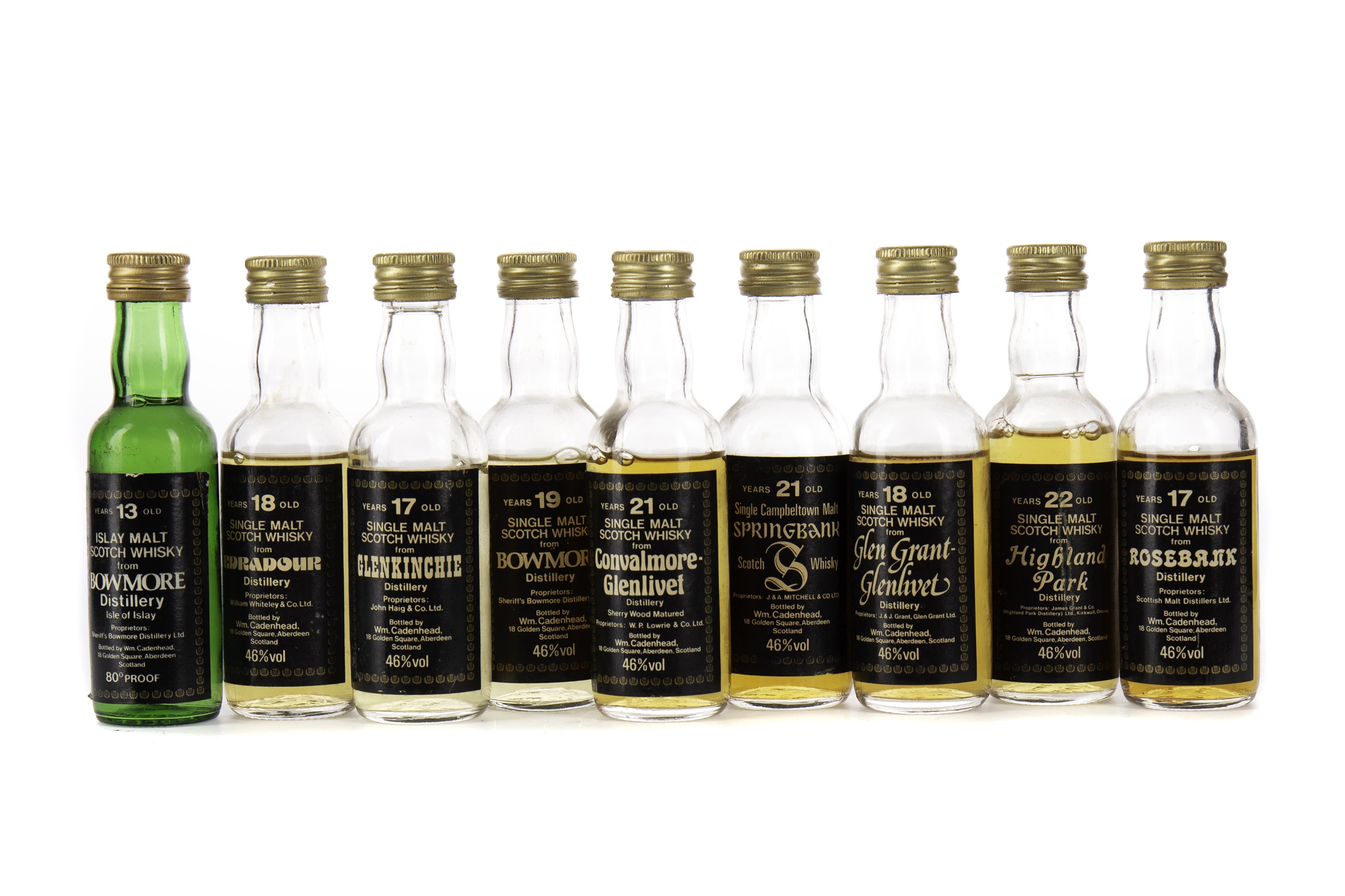 NINE CADENHEAD'S SINGLE MALT WHISKY MINIATURES