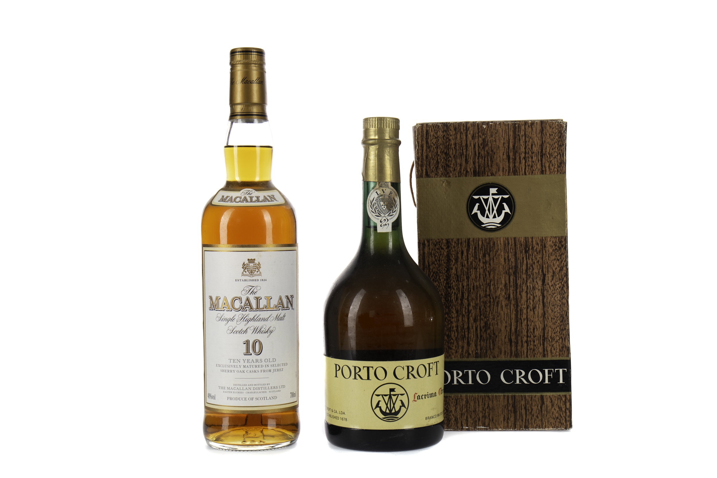 MACALLAN 10 YEARS OLD AND CROFT LACRIMA CHRISTI