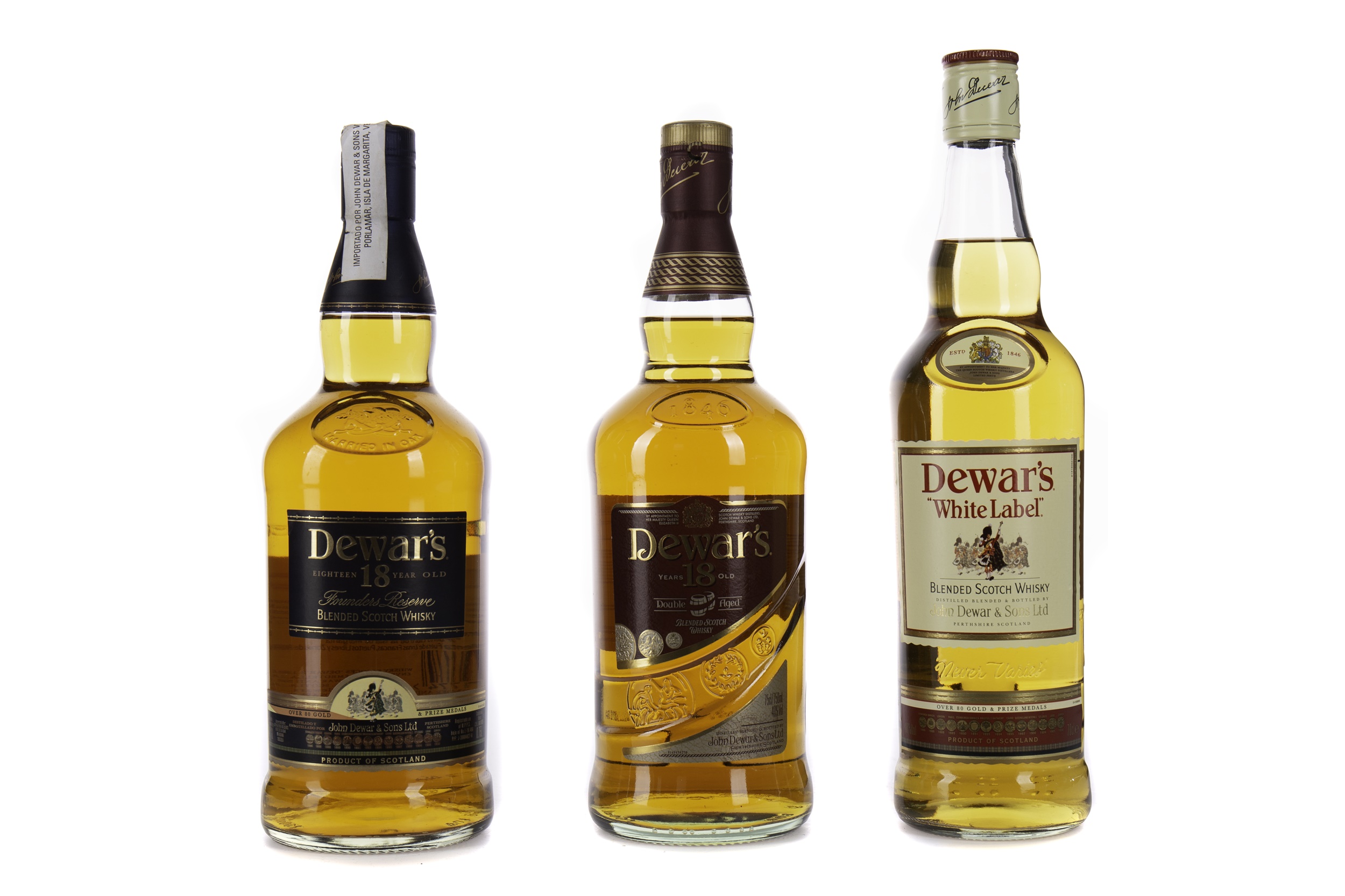 TWO BOTTLES OF DEWAR'S AGED 18 YEARS AND DEWAR'S WHITE LABEL