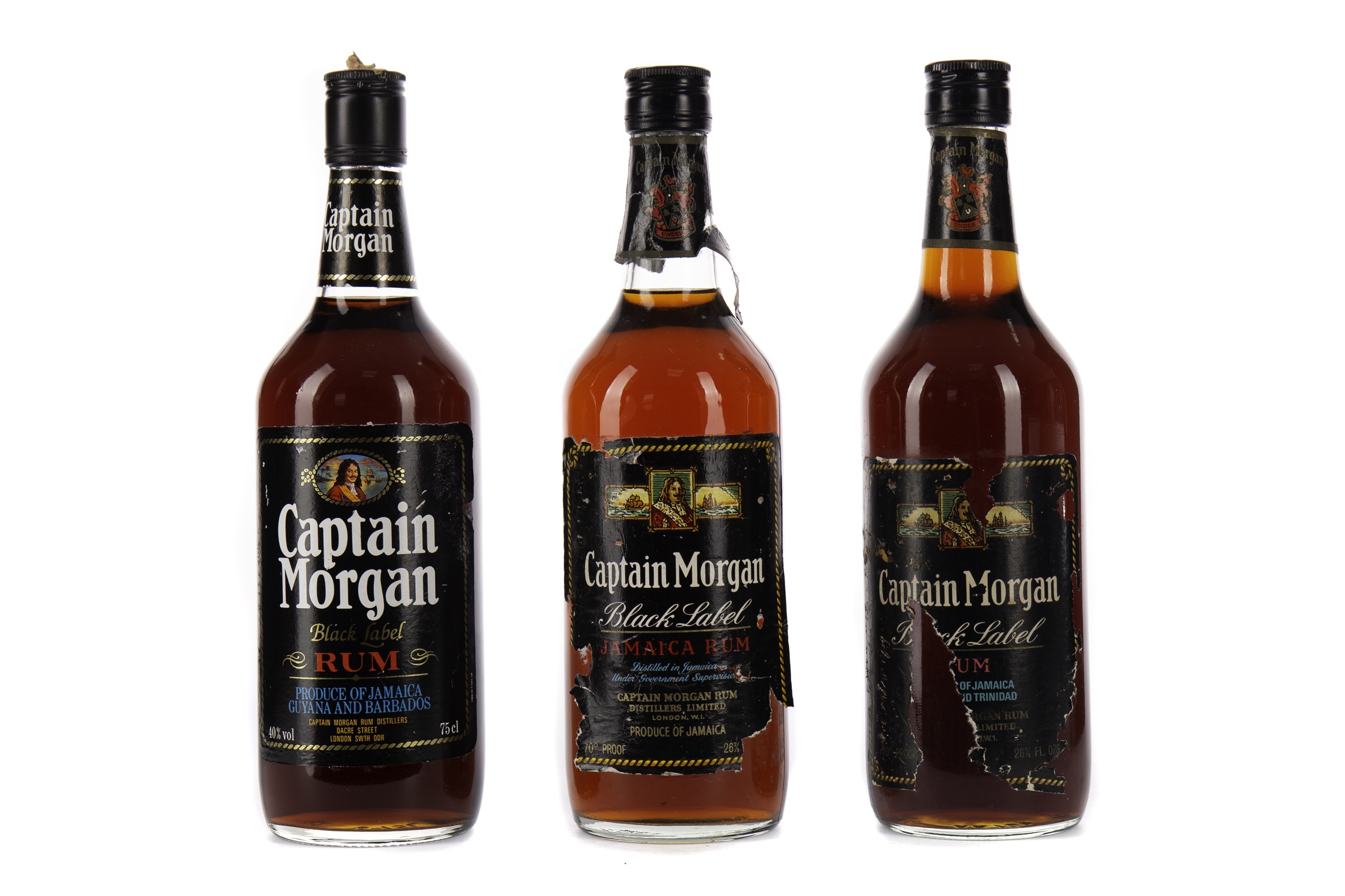 THREE BOTTLES OF CAPTAIN MORGAN BLACK LABEL