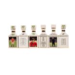 FOUR GEORGE BEST 10CL POINTERS DECANTERS AND TWO SIR ALEX FERGUSON 10CL POINTERS DECANTERS