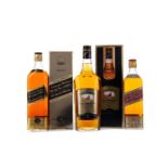 FAMOUS GROUSE GOLD RESERVE AGED 12 YEARS. JOHNNIE WALKER BLACK LABEL AGED 12 YEARS, AND JOHNNIE WALK