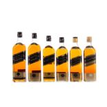 SIX BOTTLES OF JOHNNIE WALKER BLACK LABEL AGED 12 YEARS