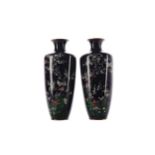 A PAIR OF EARLY 20TH CENTURY JAPANESE CLOISONNE ENAMEL VASES