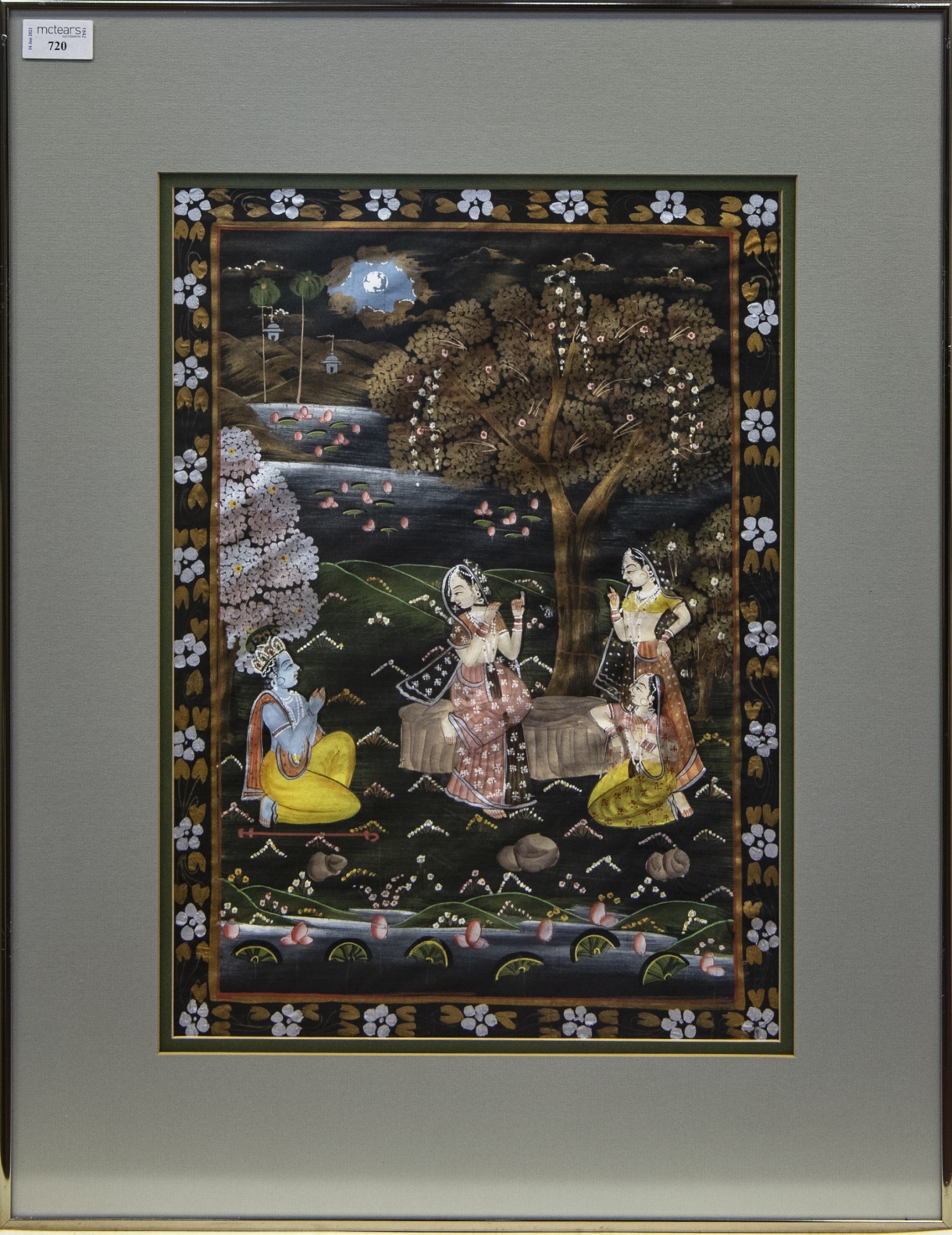 A 20TH CENTURY INDIAN PAINTING ON FABRIC