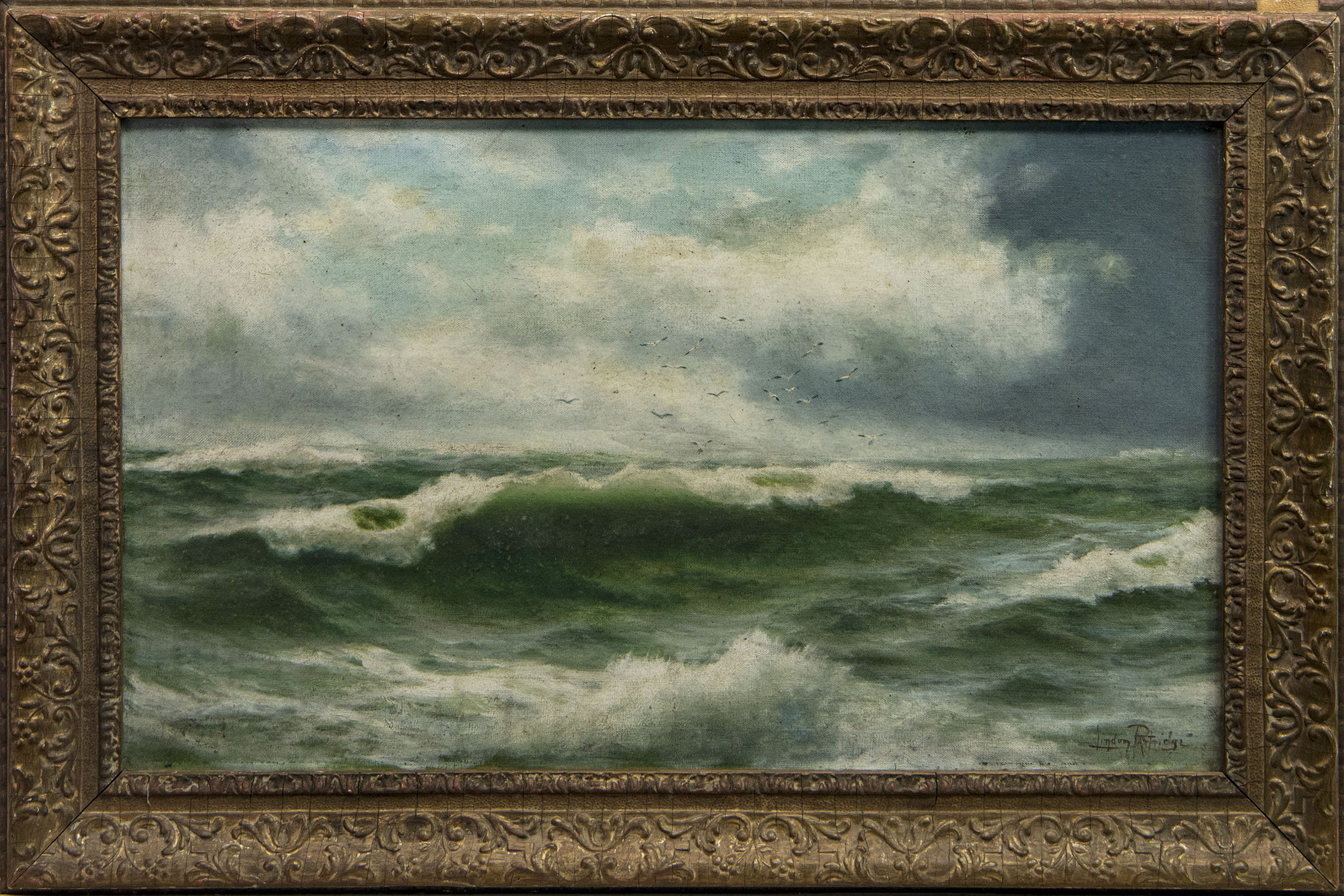 BREAKING WAVES, AN OIL BY LINDON PARTRIDGE