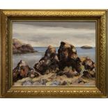 ST ABBS ROCKS, AN OIL BY FRED LEHMAN