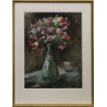 FLOWERS IN A VASE, A WATERCOLOUR BY MAX WALLACE