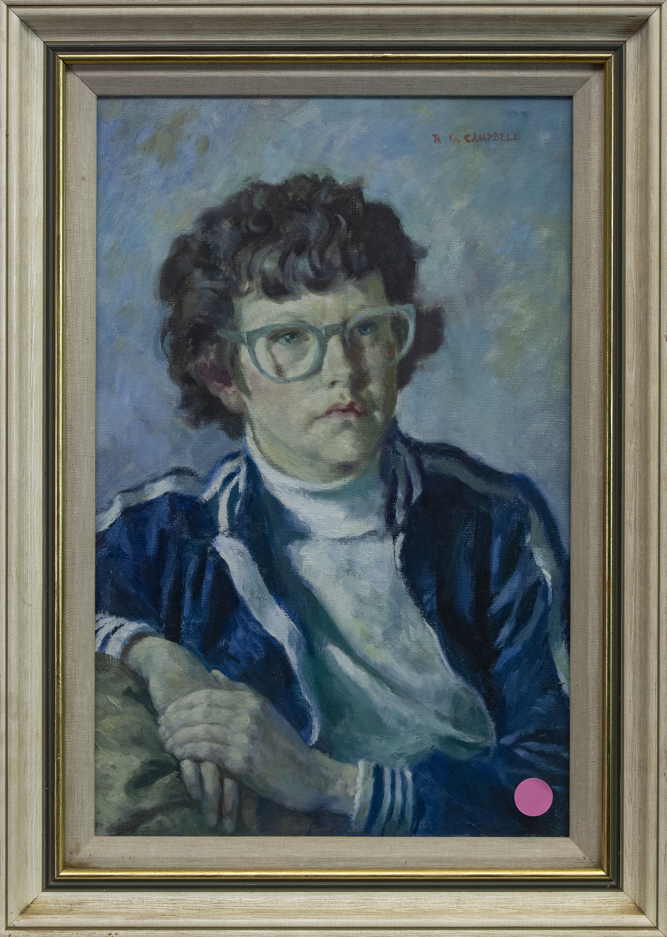 BLUE PORTRAITS, THREEE OILS BY R G CAMPBELL - Image 2 of 3