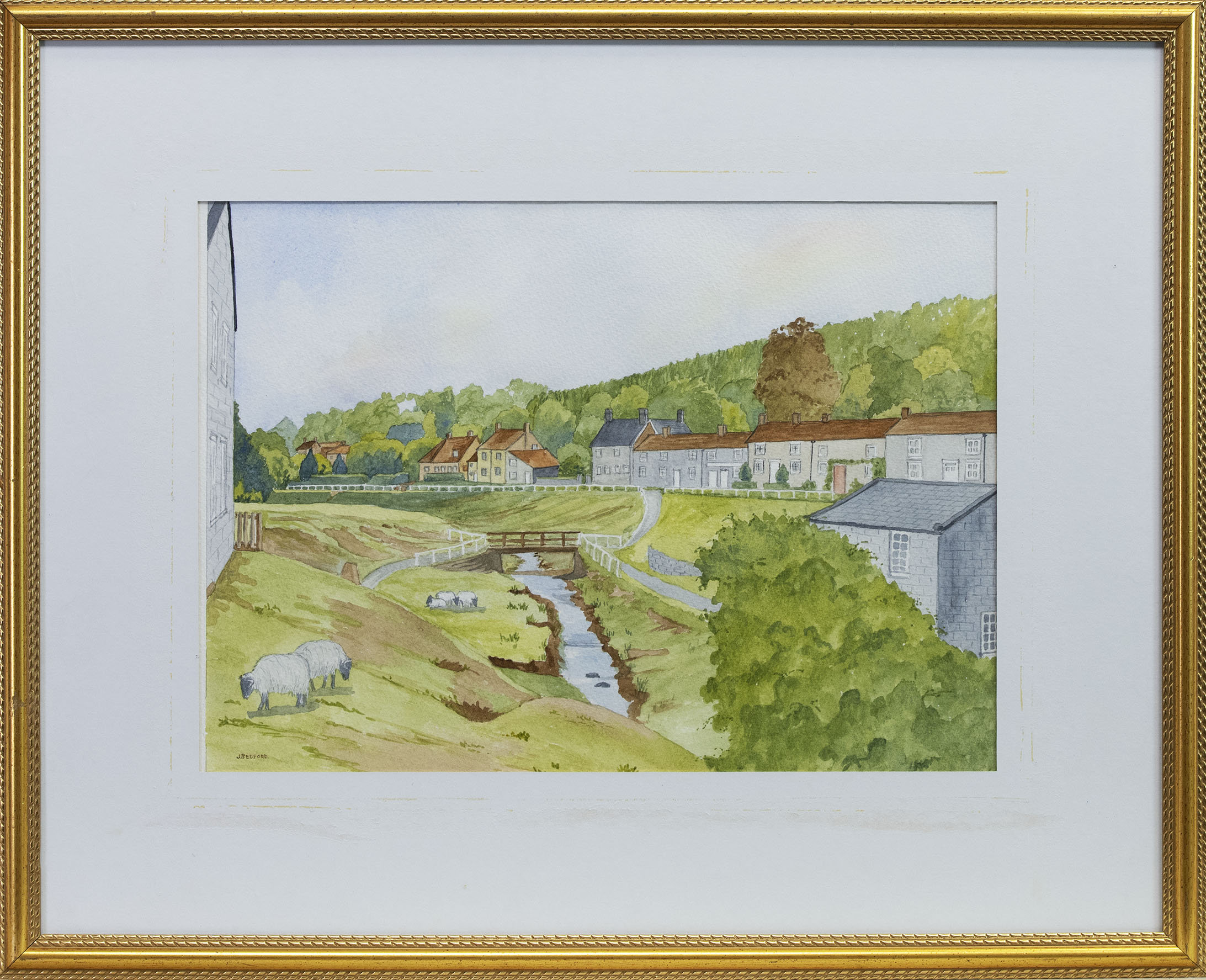 HUTTON-LE HOLE, A WATERCOLOUR BY J BEDFORD