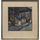 FRUIT SHOP, A WATERCOLOUR BY CHRIS K WALLACE