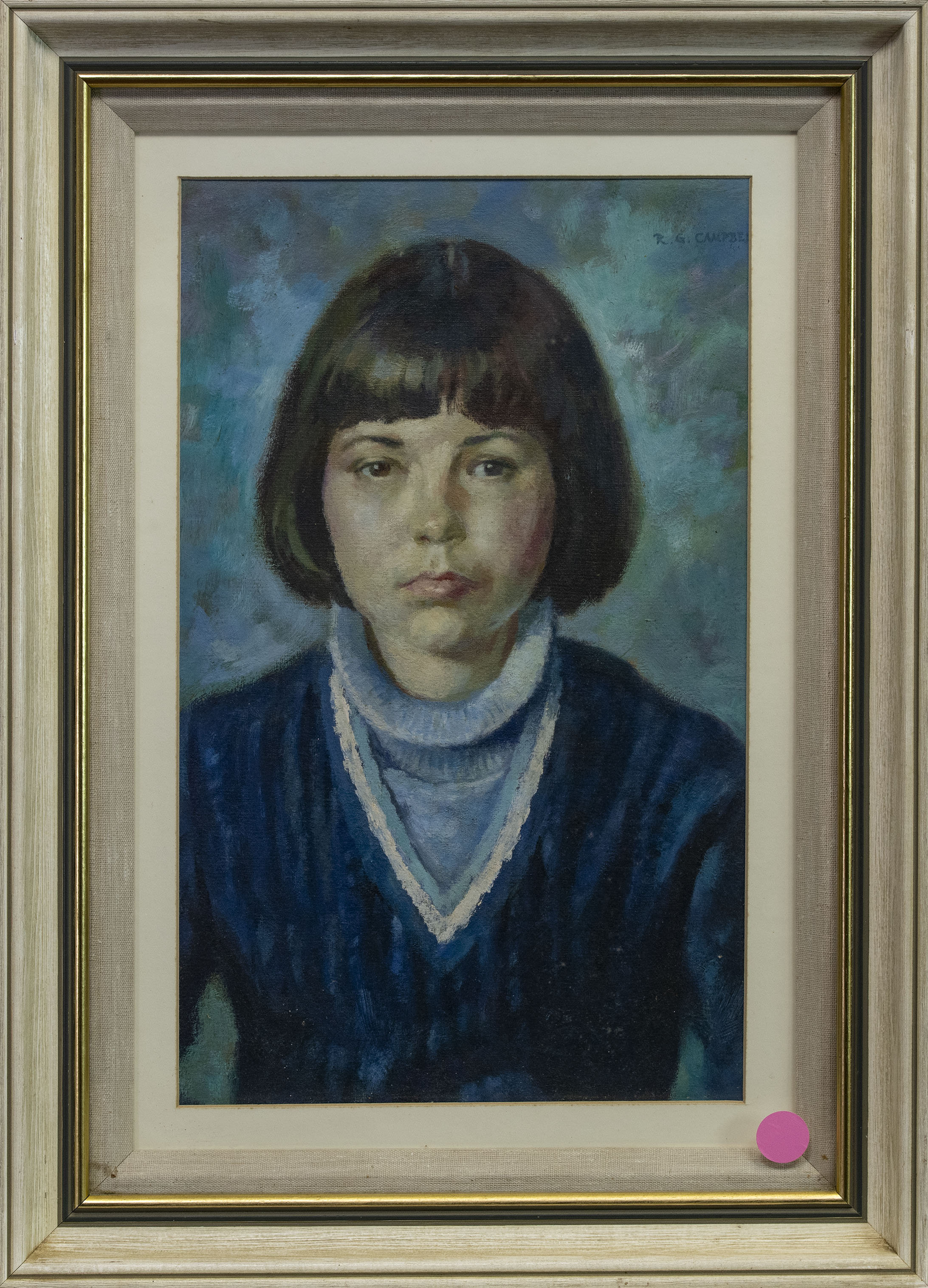 BLUE PORTRAITS, THREEE OILS BY R G CAMPBELL - Image 3 of 3