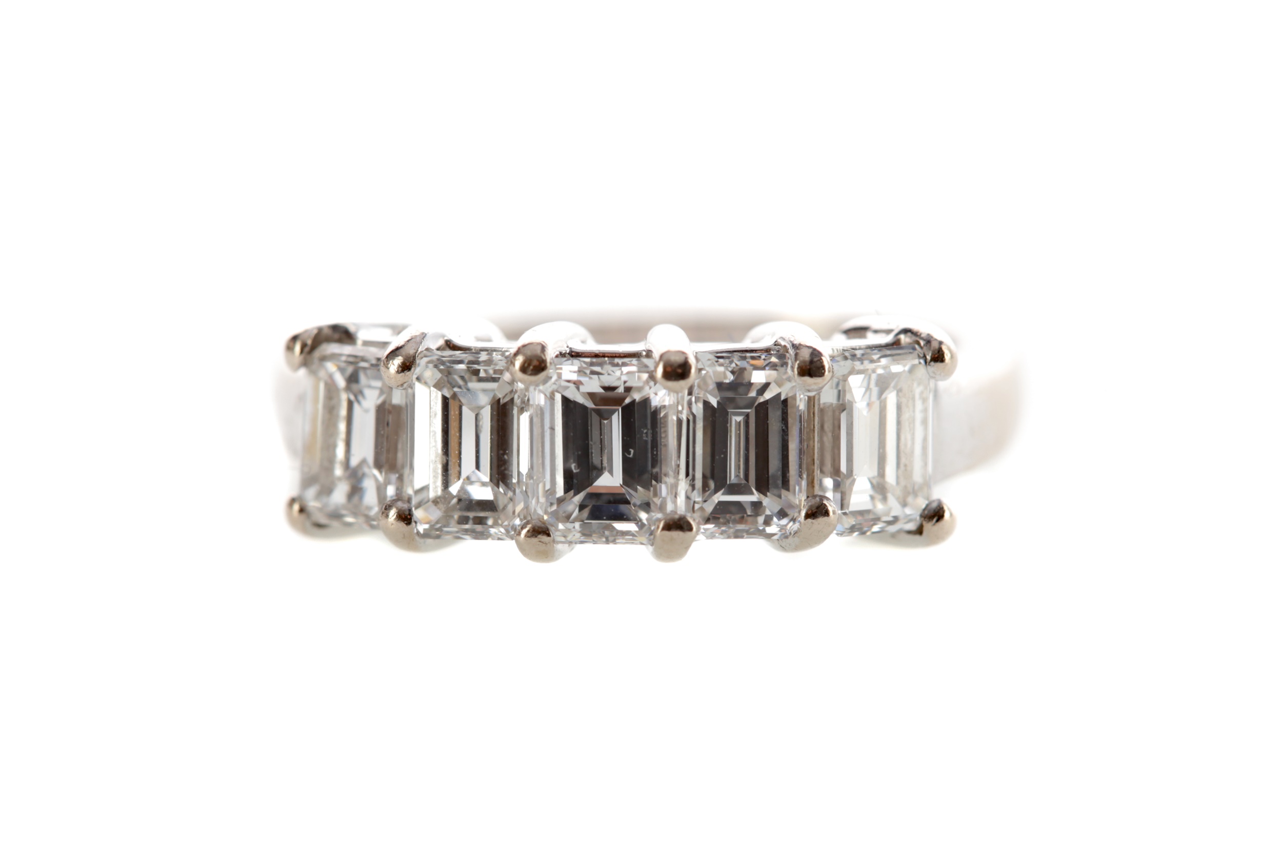 EMERALD CUT DIAMOND FIVE STONE RING