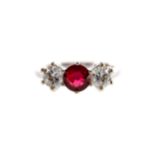 A RUBY AND DIAMOND RING