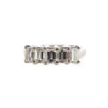 EMERALD CUT DIAMOND FIVE STONE RING