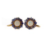 A PAIR OF SAPPHIRE AND OPAL EARRINGS