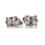 A PAIR OF MORGANITE STUD EARRINGS