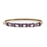 A PURPLE GEM SET AND DIAMOND BANGLE