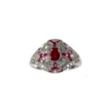 A RUBY AND DIAMOND RING