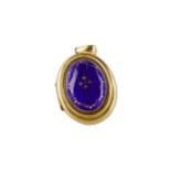 A BLUE ENAMELLED LOCKET