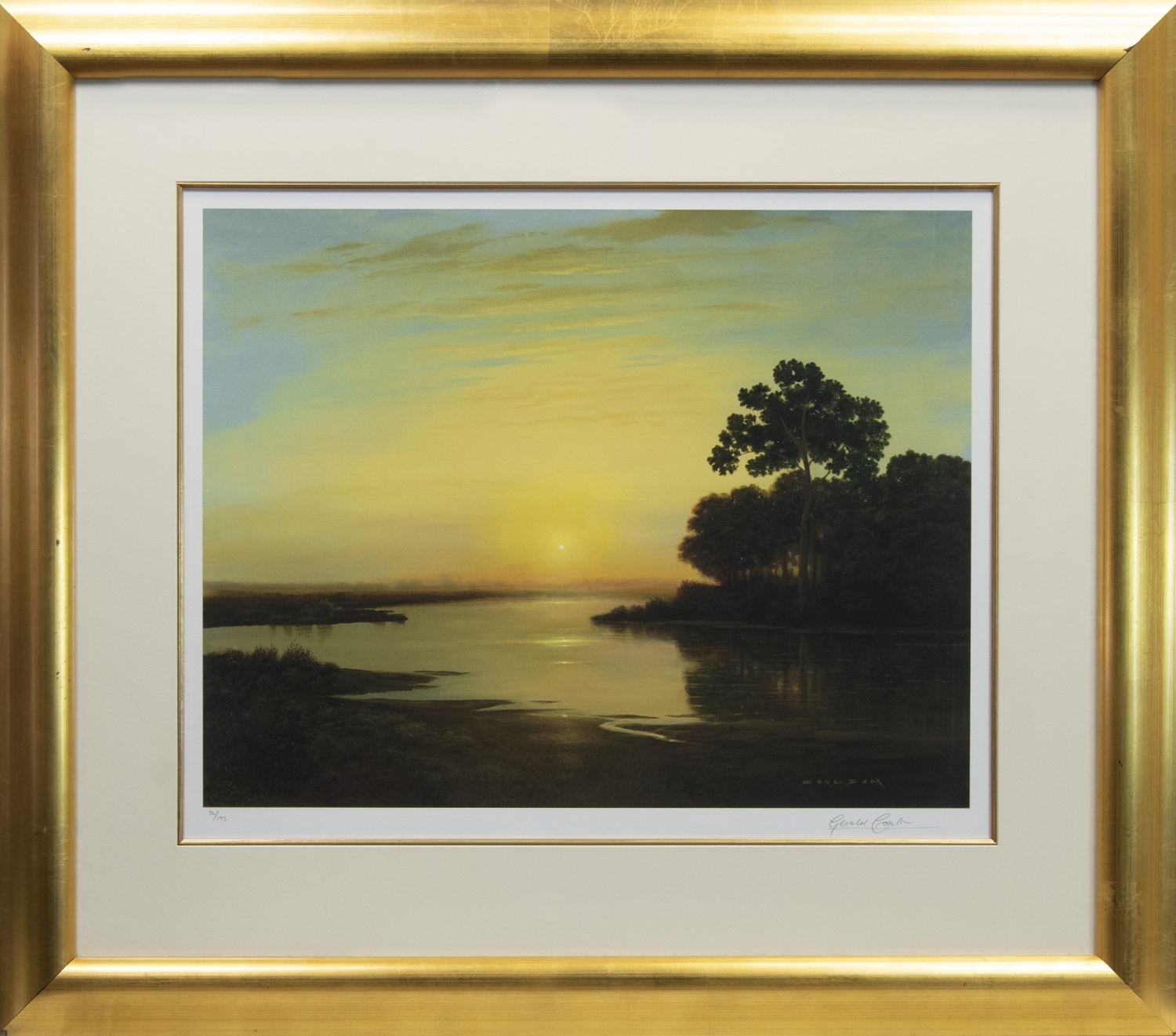 DEVON COAST AT SUNRISE, A LIMITED EDITION PRINT BY GERALD COULSON