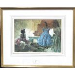 DANCER IN BLUE, A FRAMED PRINT