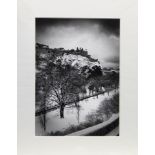 CASTLE ON THE SNOWY HILL, A BLACK AND WHITE PHOTOGRAPH