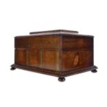 A VICTORIAN BRASS INLAID ROSEWOOD SEWING BOX