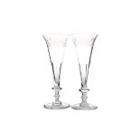 A PAIR OF 20TH CENTURY CHAMPAGNE FLUTES BY WILLIAM YEOWARD