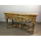 A HIGHLY ATTRACTIVE EARLY 19TH CENTURY FRENCH 'BAROQUE' GILTWOODCONSOLE TABLE