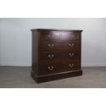 AN EDWARDIAN MAHOGANY OBLONG CHEST OF DRAWERS