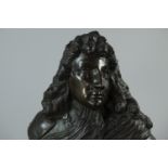 A 19TH CENTURY BRONZE BUST OF LOUIS XIV