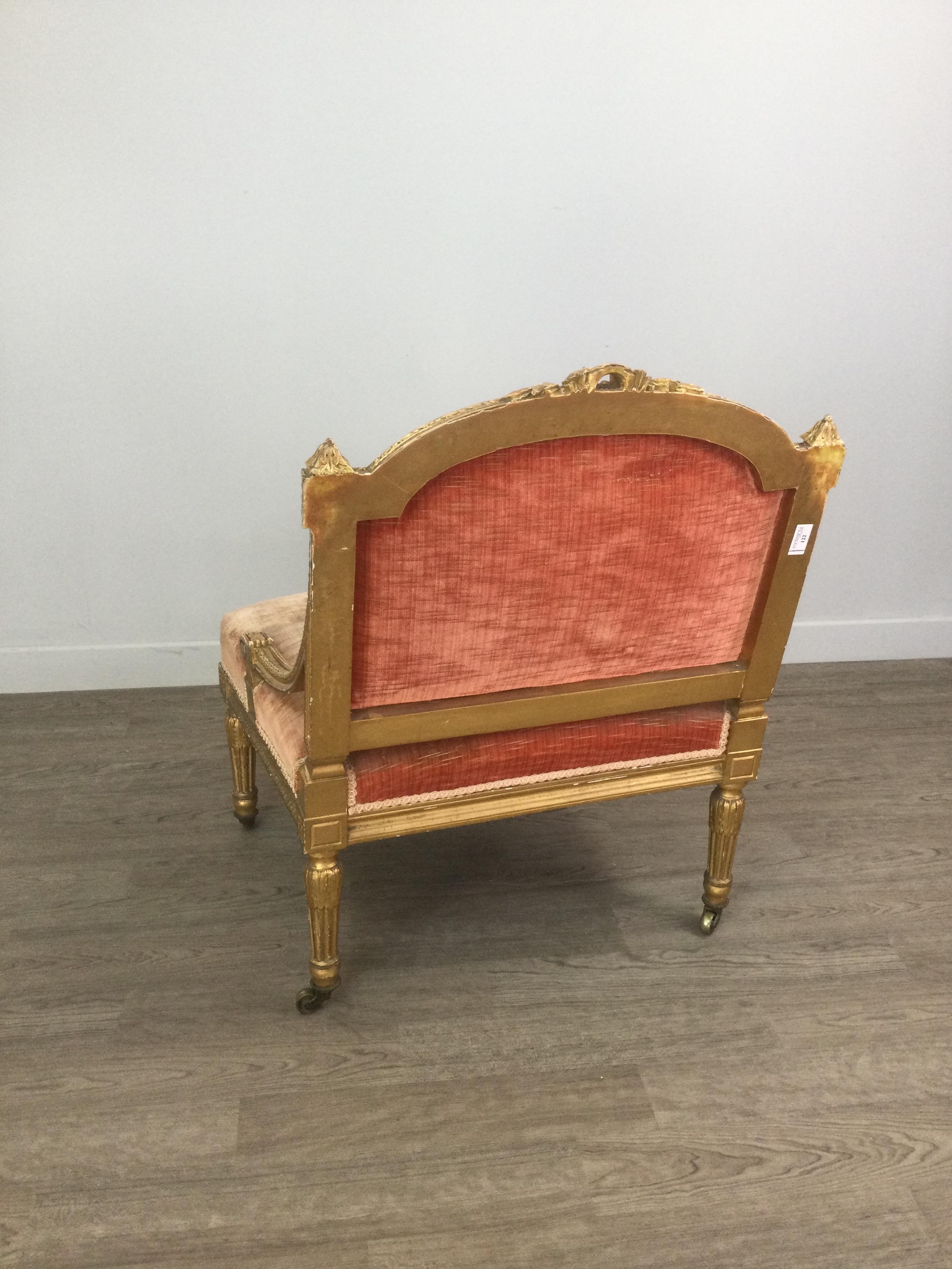 A 19TH CENTURY FRENCH GILTWOOD NURSING CHAIR - Image 2 of 2