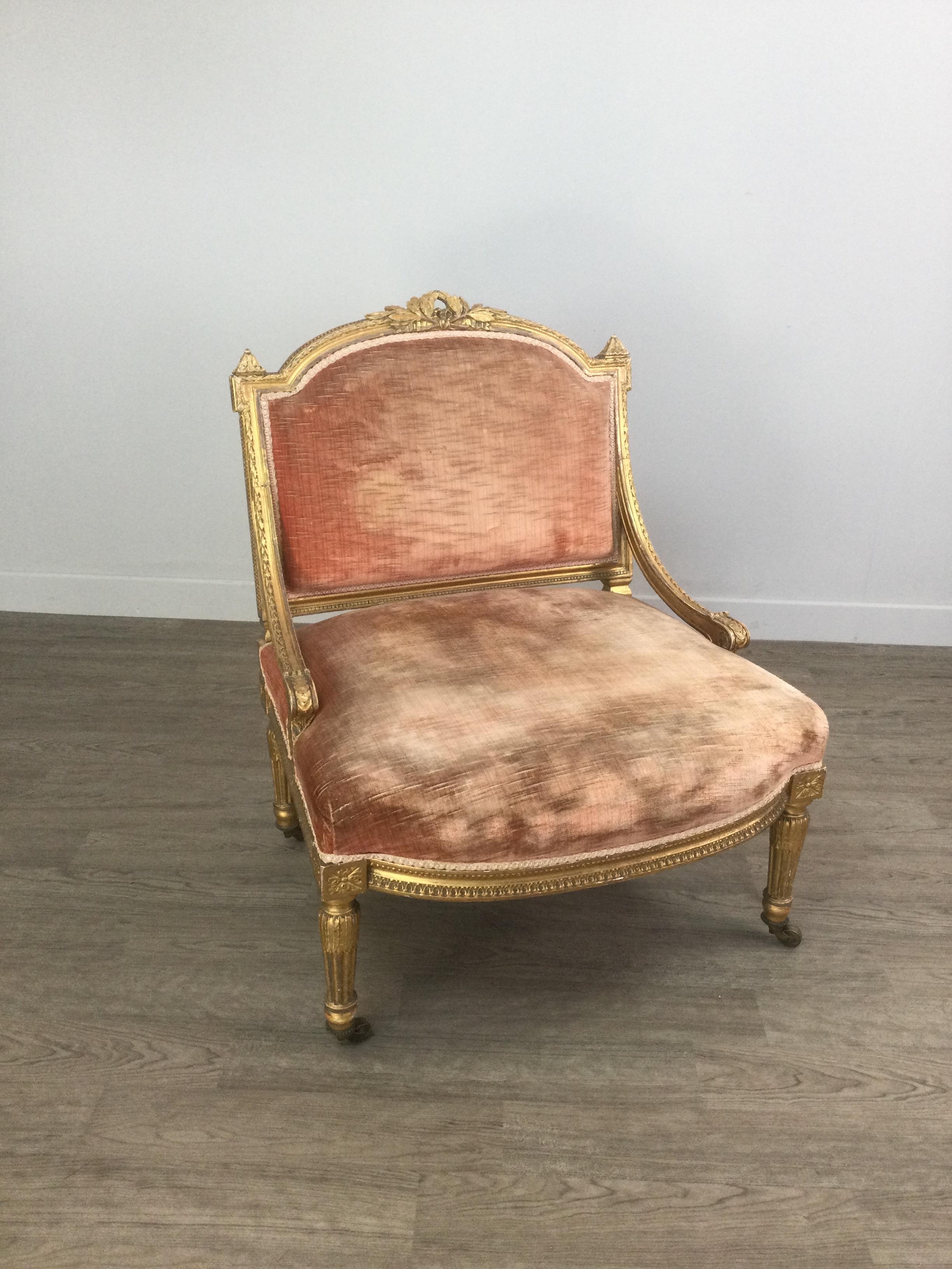 A 19TH CENTURY FRENCH GILTWOOD NURSING CHAIR